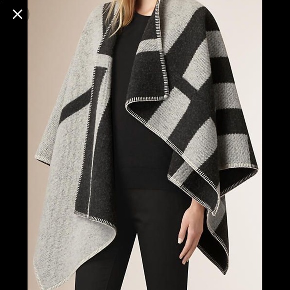 Mega check cape Burberry prorsum collection natural white - Picture 2 of 16